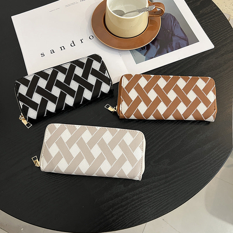 Clutch Cross Pattern Design Fashion Mobile Ladies Wallets