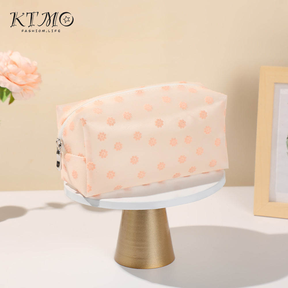 Small Flower Summer Sweet Flocking Fresh Cosmetic Bags