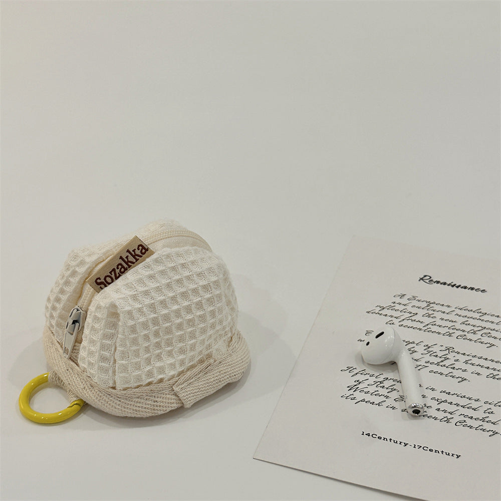 Lovely Soft Cute Wafer Grid Earphone Storage Applicable Cosmetic Bags