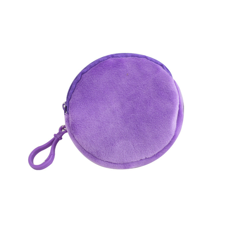 Porte-monnaie rond en peluche couleur bonbon pour femmes, joli certificat