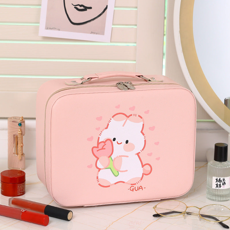 Boîte de rangement pour femmes, sacs à cosmétiques imperméables de grande capacité avec dessin animé