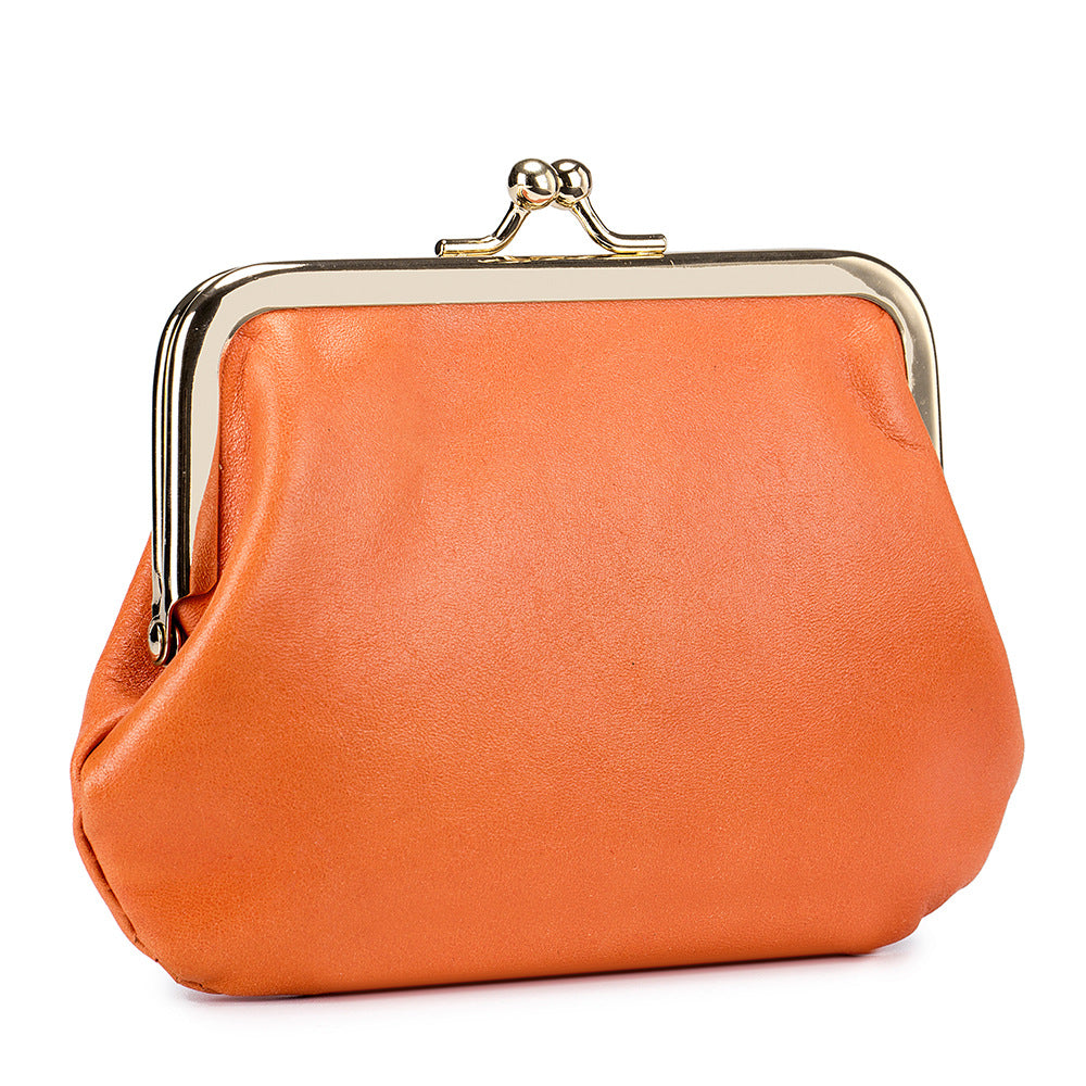 Women's Retro Leather Short Frame Clip Mini Coin Purses