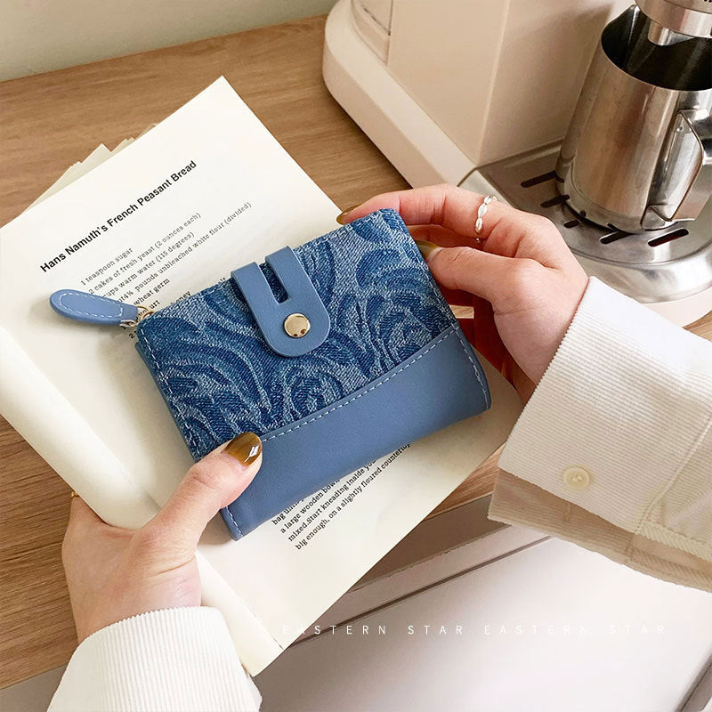 Women's Denim Pattern Korean Style Exquisite Practical Ladies Wallets