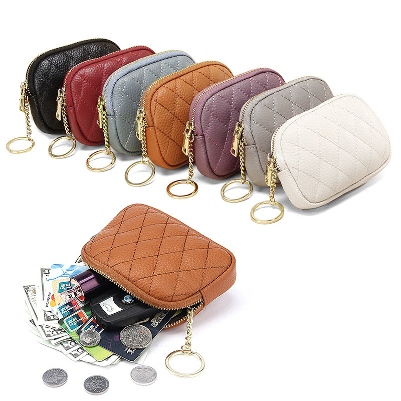 Women's First Layer Cowhide Zipper Small Fashion Coin Purses