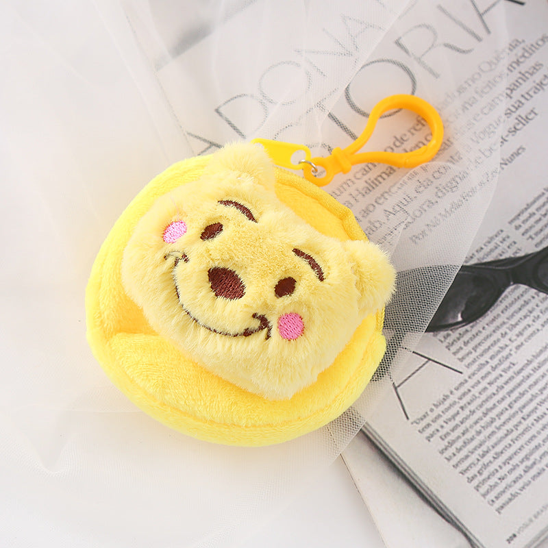 Cute Plush Doll Hairstyle Cartoon Zipper Storage Mini Purses