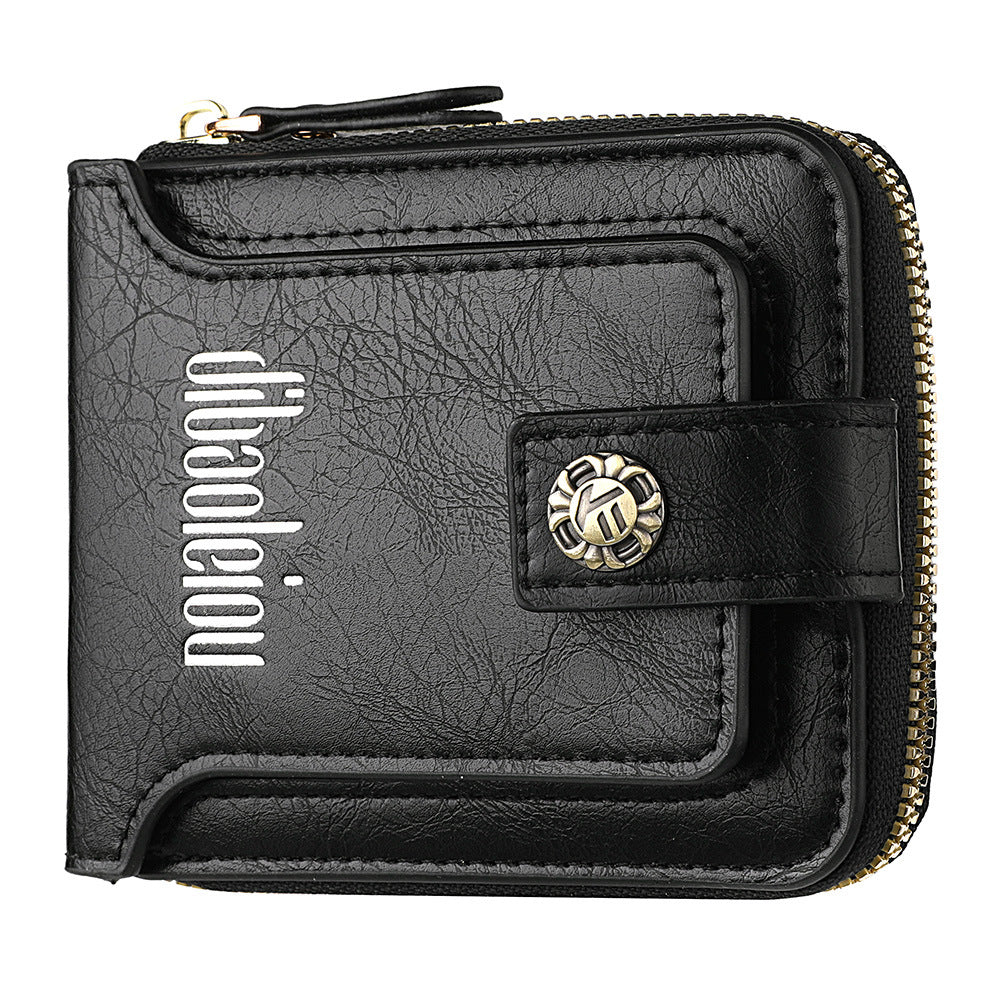 Men's Horizontal Short Zipper Retro Boys Men's Wallets