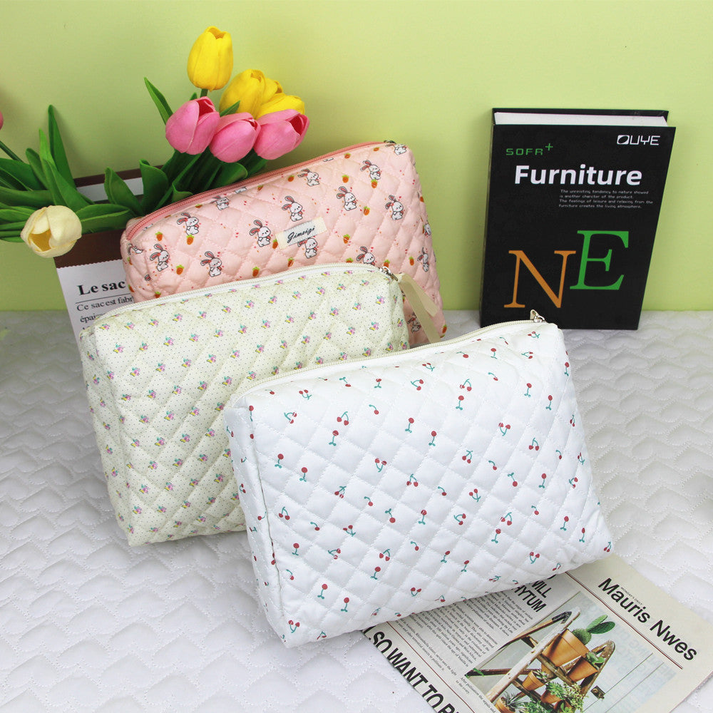 Cute Style Large Capacity Printed Quilted Cosmetic Bags