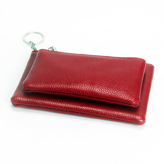 Fresh Sweet Solid Color Leather Litchi Pattern Coin Purses