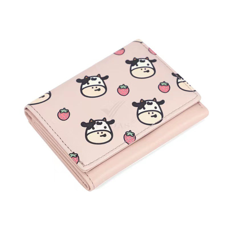 Women's Multiple Slots Short Small Mini Cow Ladies Wallets