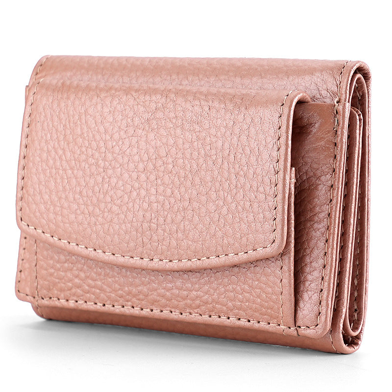 Women's Graceful Cowhide Small Short Leather Ladies Wallets