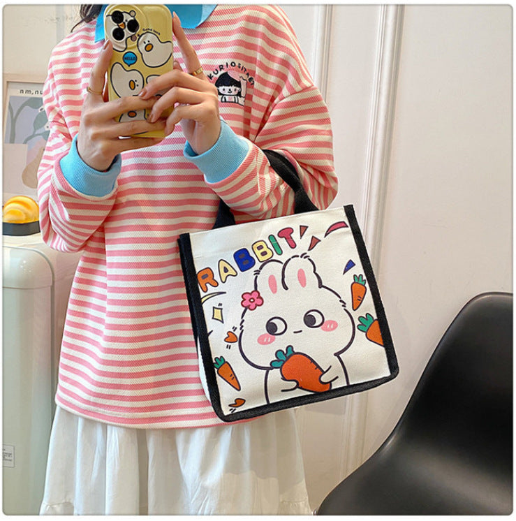 Bunny Printed Canvas Cartoon Young Tuition Handbags