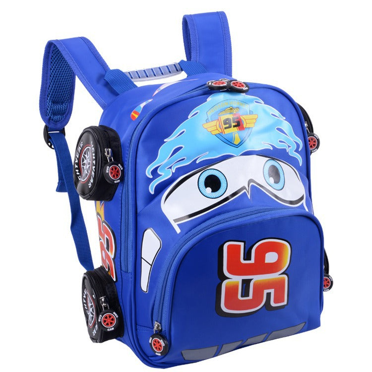 Children's Single Primary Cartoon Car Shape Three-dimensional Elementary School Students' Schoolbags