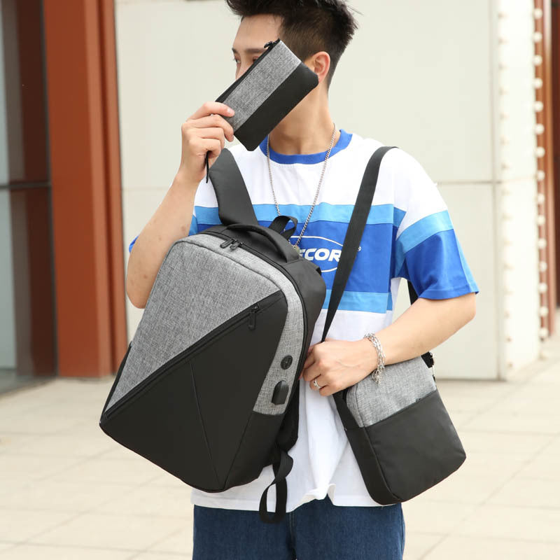 Korean Style Three-piece Set Oxford Cloth Backpacks