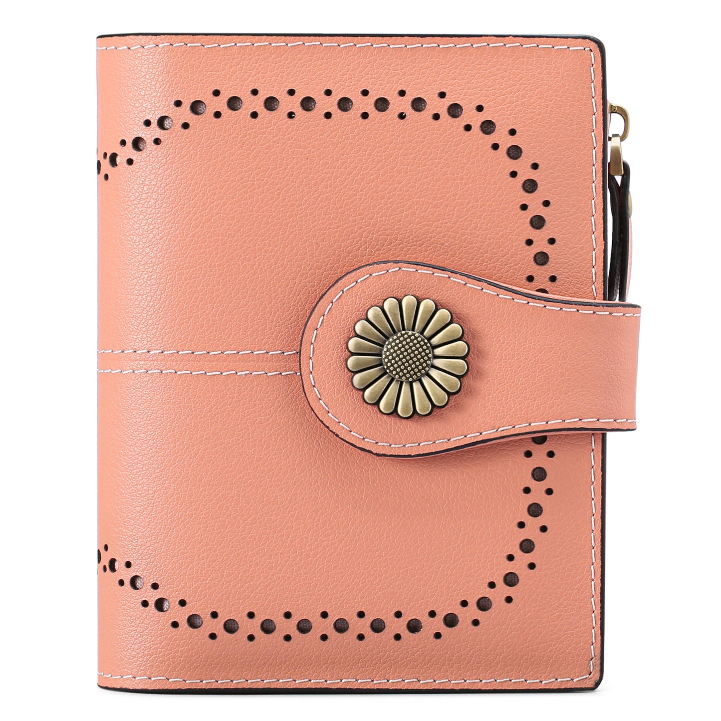 Women's Short Oil Wax Leather Zipper Ladies Wallets