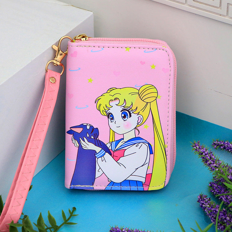 Petit porte-monnaie court princesse de dessin animé tendance fraîche pour enfants