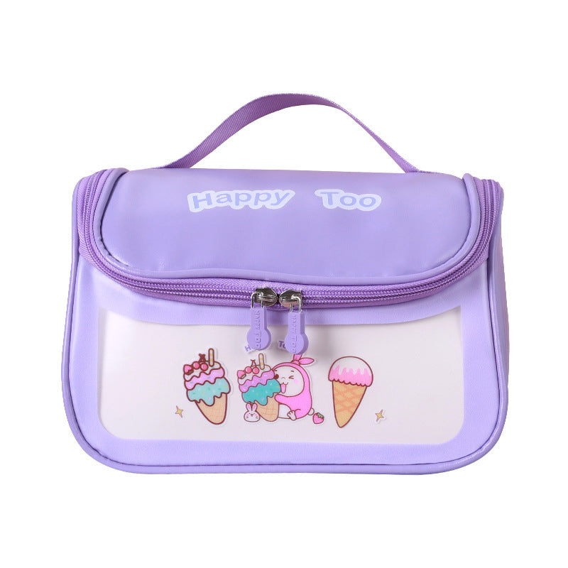 Large Capacity Wash Transparent Cartoon Waterproof Cosmetic Bags