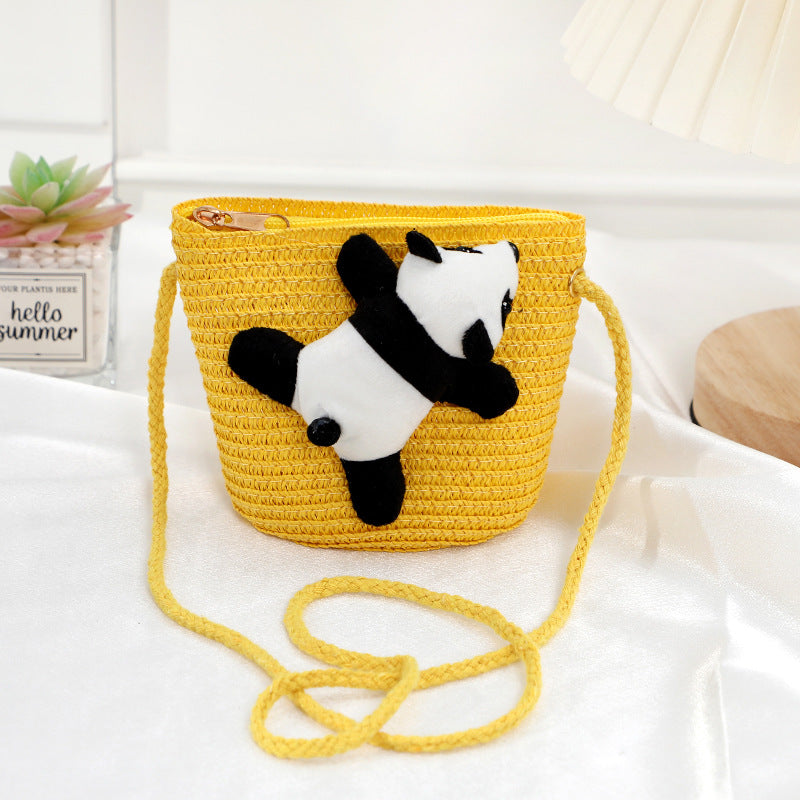 Children's Straw Female Cute Boy Western Style Leaning Bear Children's Coin Purse