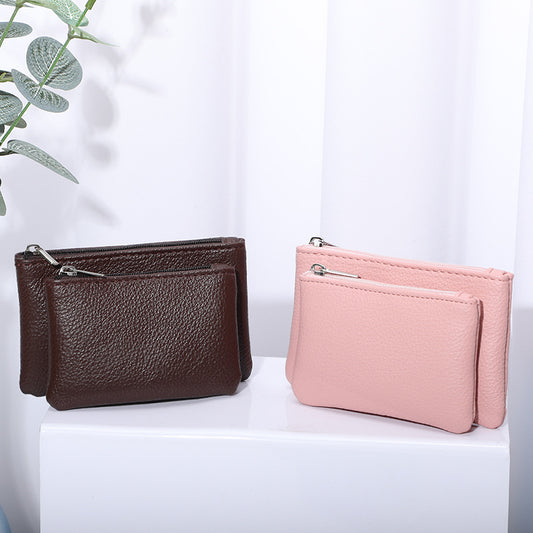 Women's Mini Compact Change Buggy Double Layer Coin Purses