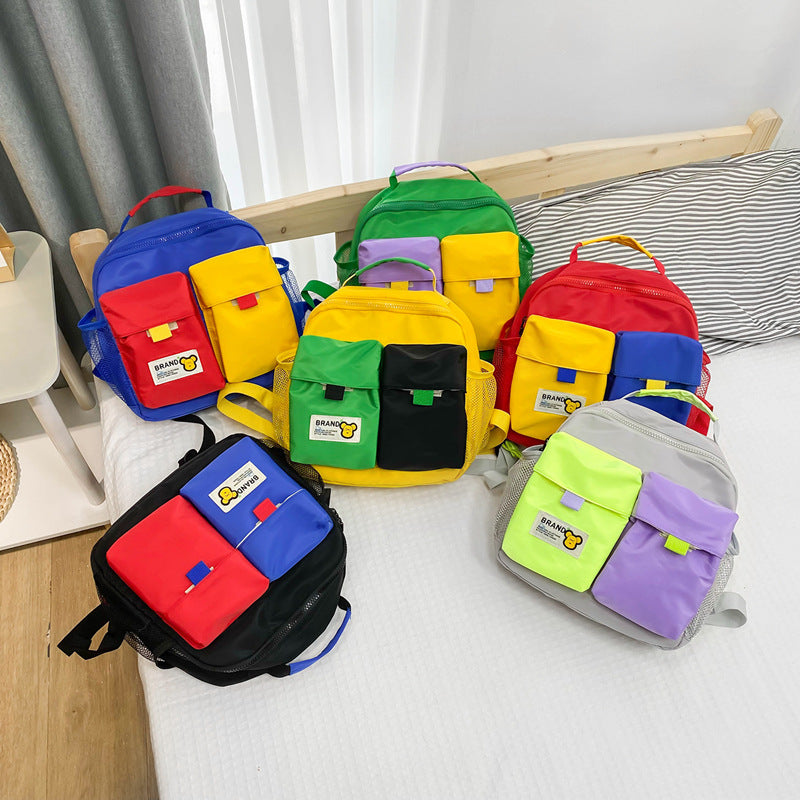 Children's Color Fashion Canvas Small Trendy Cool Children's Backpacks