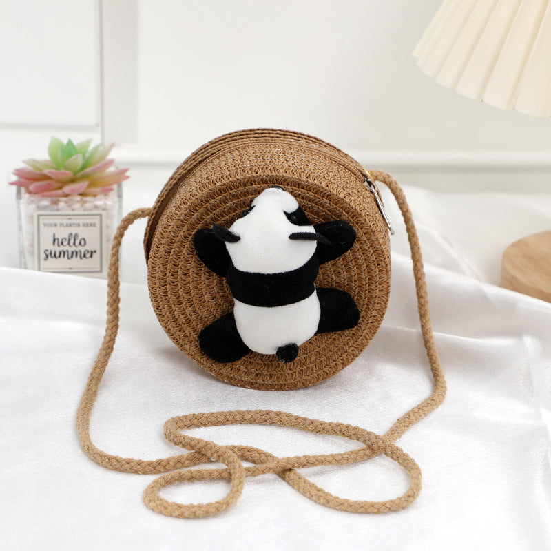 Children's Straw Female Cute Boy Western Style Leaning Bear Children's Coin Purse