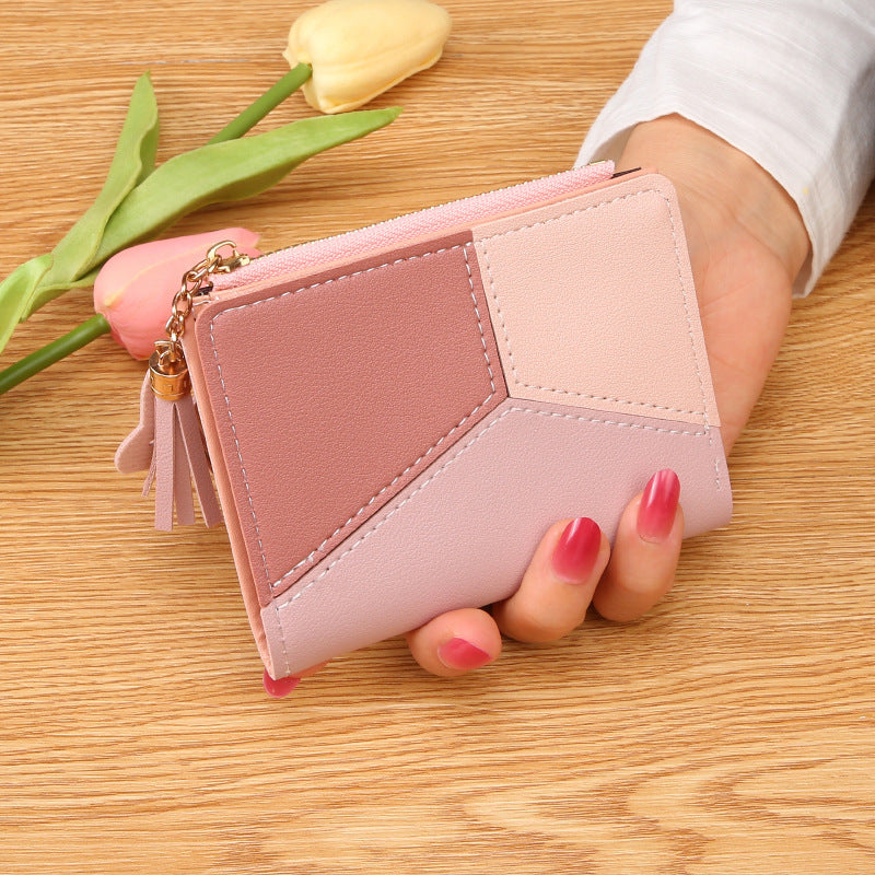 Women's Female Korean Style Stitching Contrast Color Coin Purses