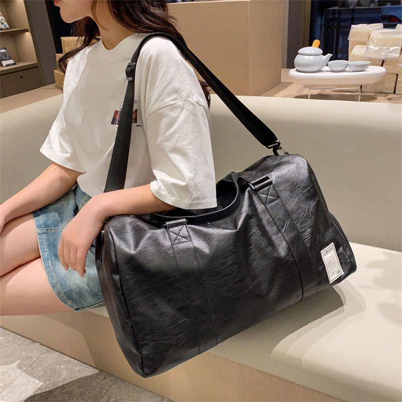 Women's & Men's & Fashion Out Dry Wet Separation Leather Travel Bags