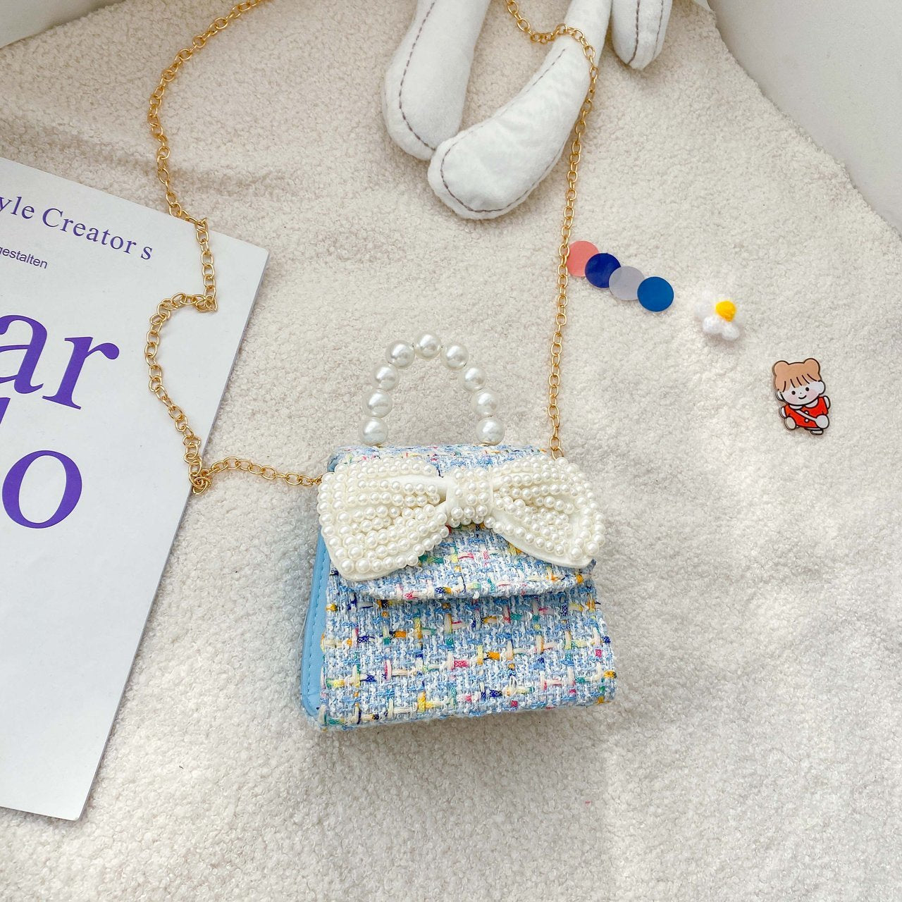 Mini sacs d'accessoires princesse à main en perles pour enfants