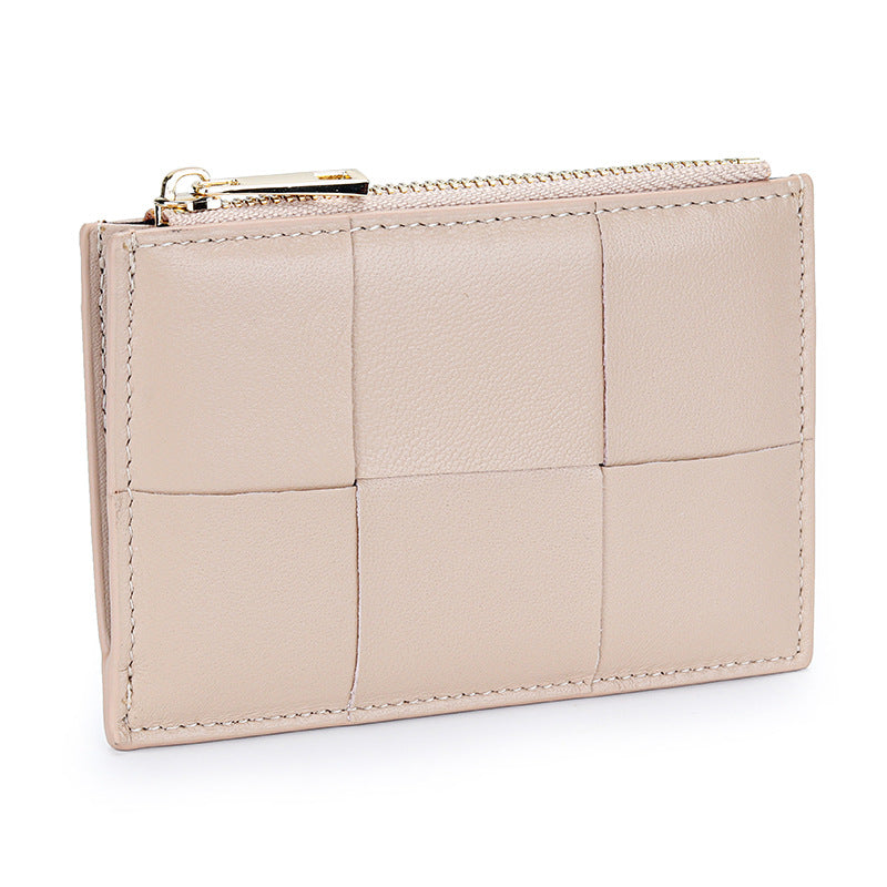 Women's Sheepskin Woven Small Exquisite Zipper Multifunctional Coin Purses