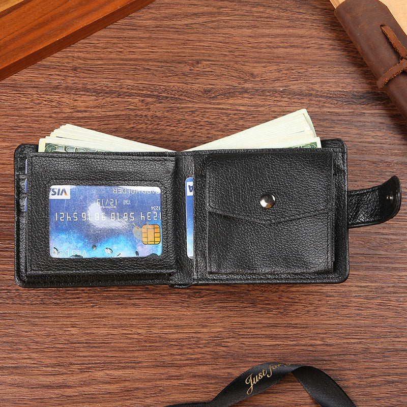 Men's Durable Leather Short Zipper Hasp Billfold Men's Wallets