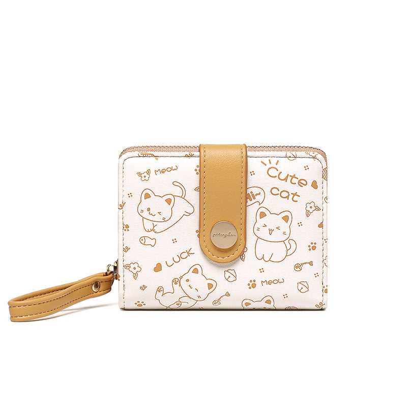 Women's Style Cute Kitten Short Zipper Ladies Wallets