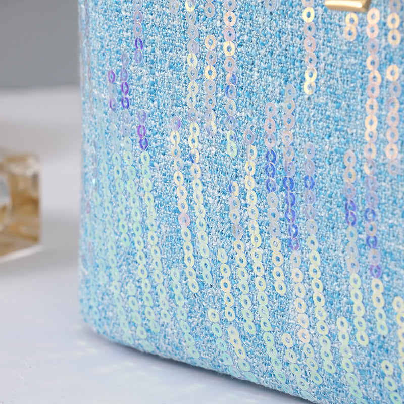 Classic Style Colorful Sequin Soft Large Capacity Storage Wash Cosmetic Bags