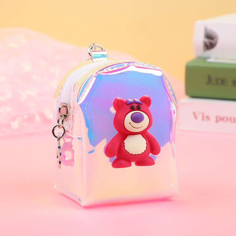 Strawberry Bear Transparent Portable Mini Cartoon Coin Purses