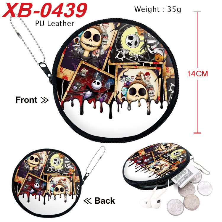 Night Scare Anime Peripheral Leather Round Zipper Earphone Coin Purses