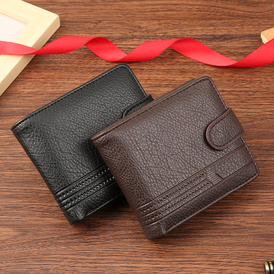 Men's Leather Short Zipper Hasp Billfold Men's Wallets