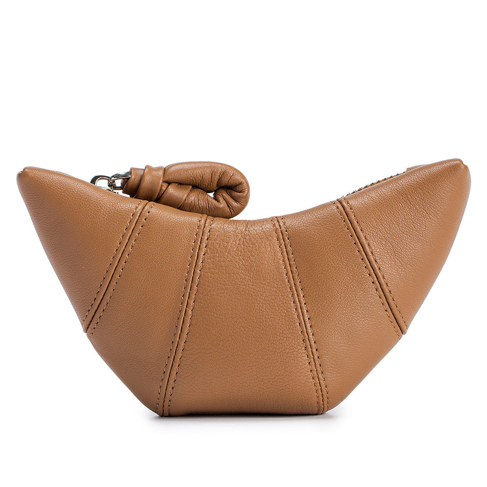 Women's Sheepskin Niche High Sense Croissant Genuine Coin Purses