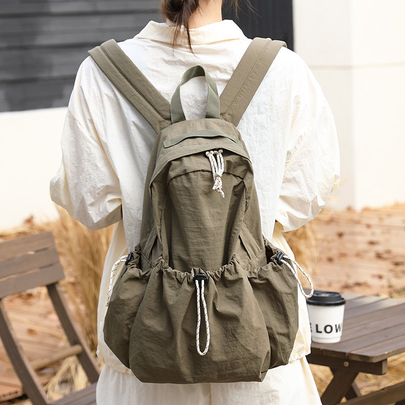 Leisure Artistic Nylon Fashion Pleated Drawstring Backpacks