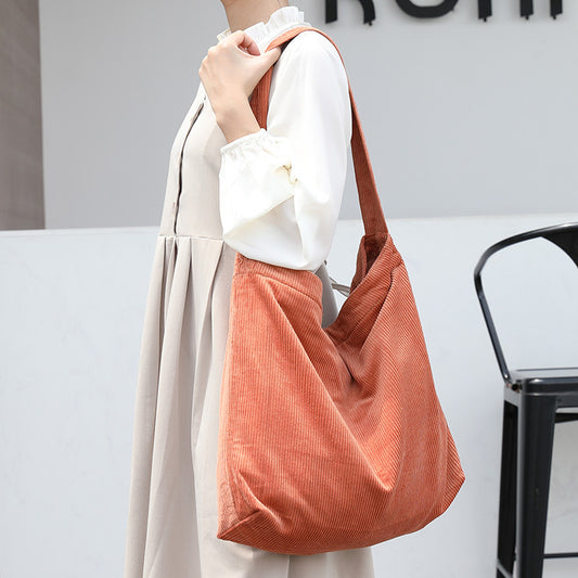 Korean Corduroy Canvas Style Solid Color Bags