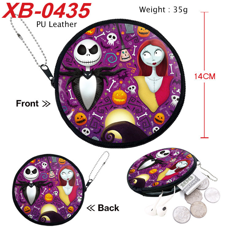 Night Scare Anime Peripheral Leather Round Zipper Earphone Coin Purses