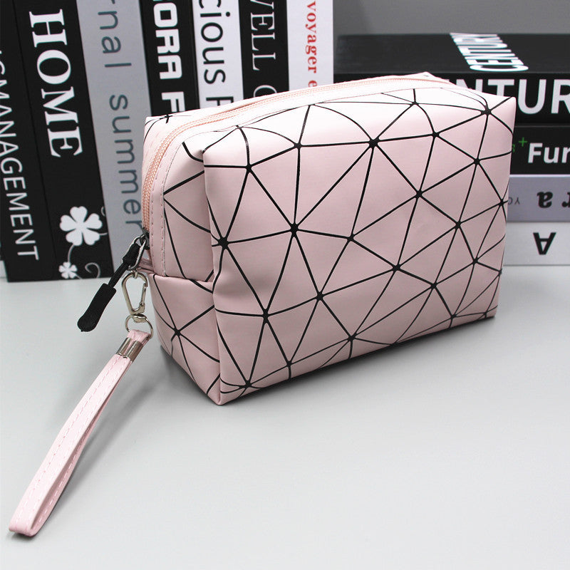 Women's Diamond Pattern Leather Cosmetics Storage Cosmetic Bags