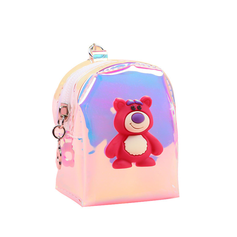 Strawberry Bear Transparent Portable Mini Cartoon Coin Purses