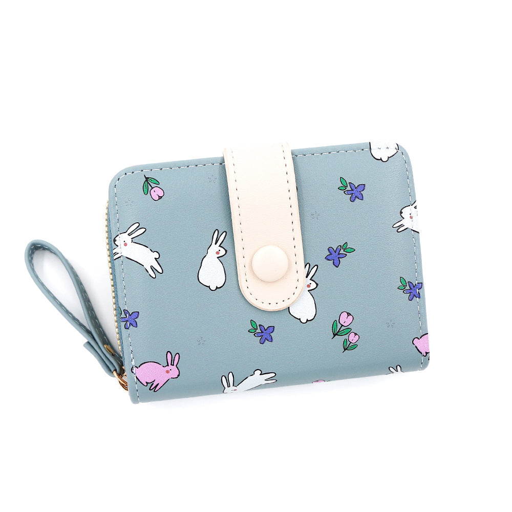 Minimalist Style Fresh Cute Bunny Pattern Printing Large Capacity Ladies Wallets