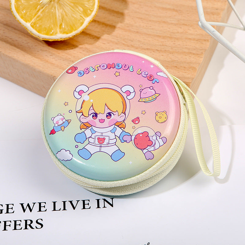 Mini Cartoon Zipper Usb Cable Storage Coin Purses