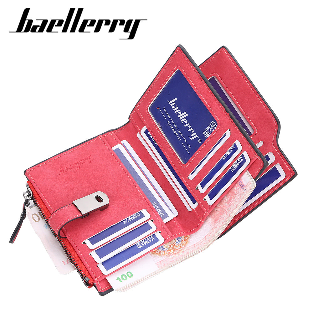 Cool Slouchy Fashion Zipper Short Folding Ladies Wallets