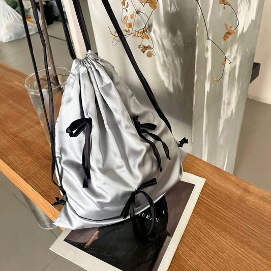 Niche Design Korean Silk Drawstring Strap Backpacks