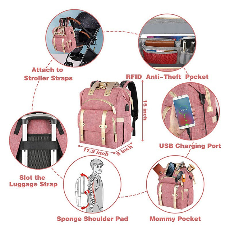 Comfortable Large Capacity Mummy Portable Diaper Bags