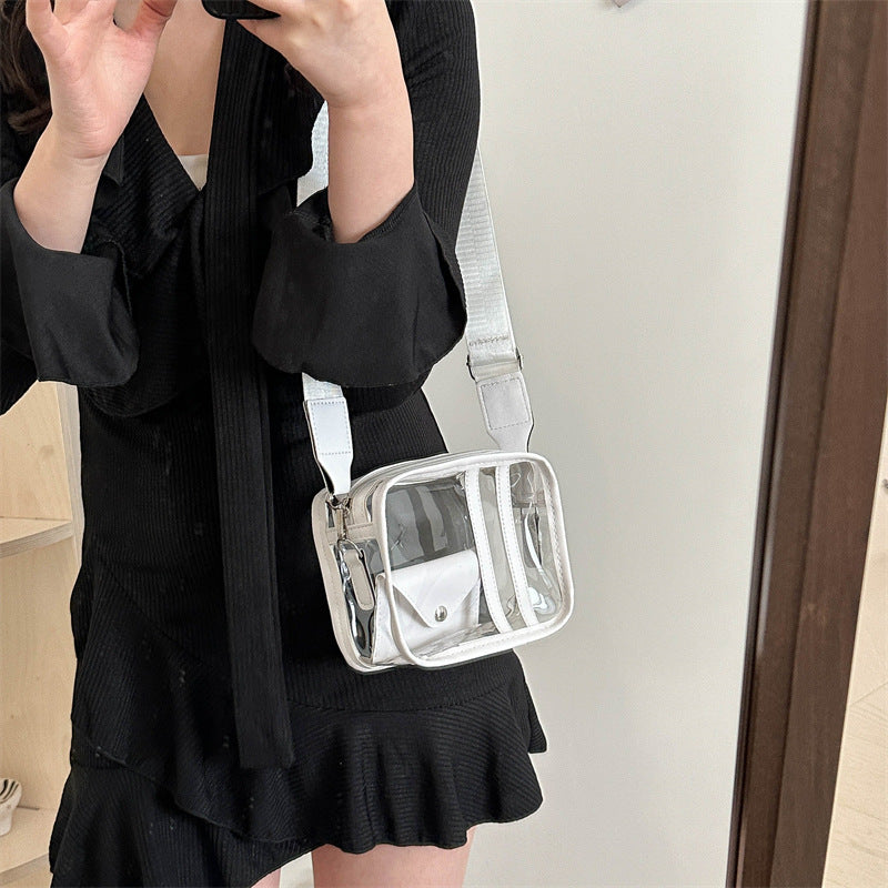 Women's Transparent Korean Style Fashionable Stylish Wide Shoulder Bags