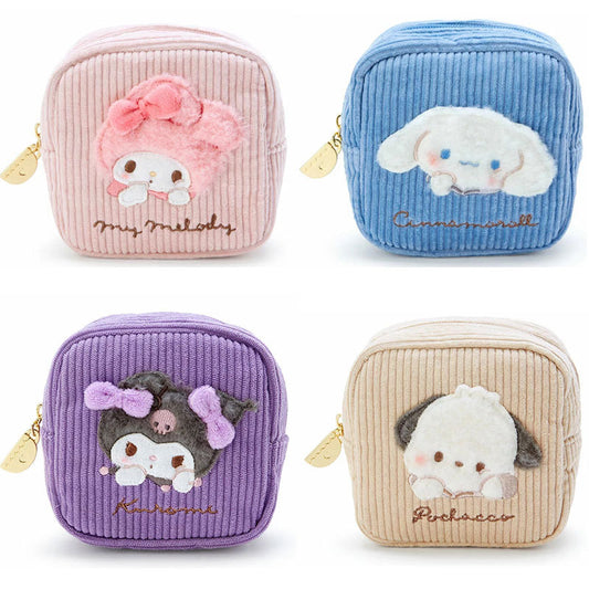 Cute Clow Corduroy Embroidery Small Change Cosmetic Bags