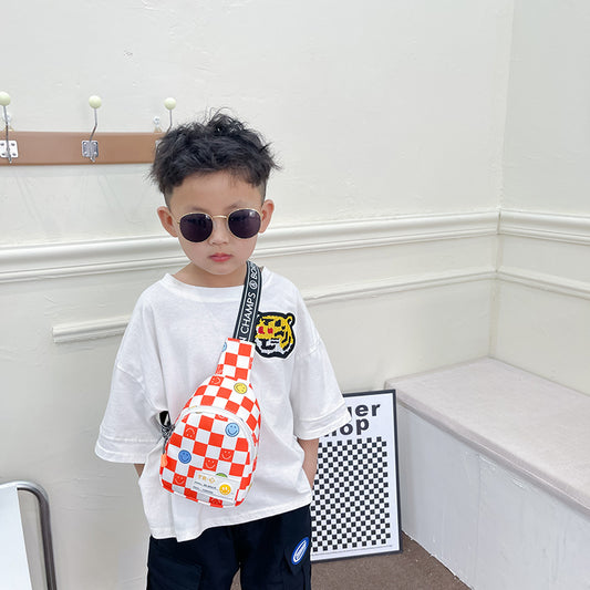 Cartoon Cute For Fashion Chessboard Trendy Children's Waist Packs