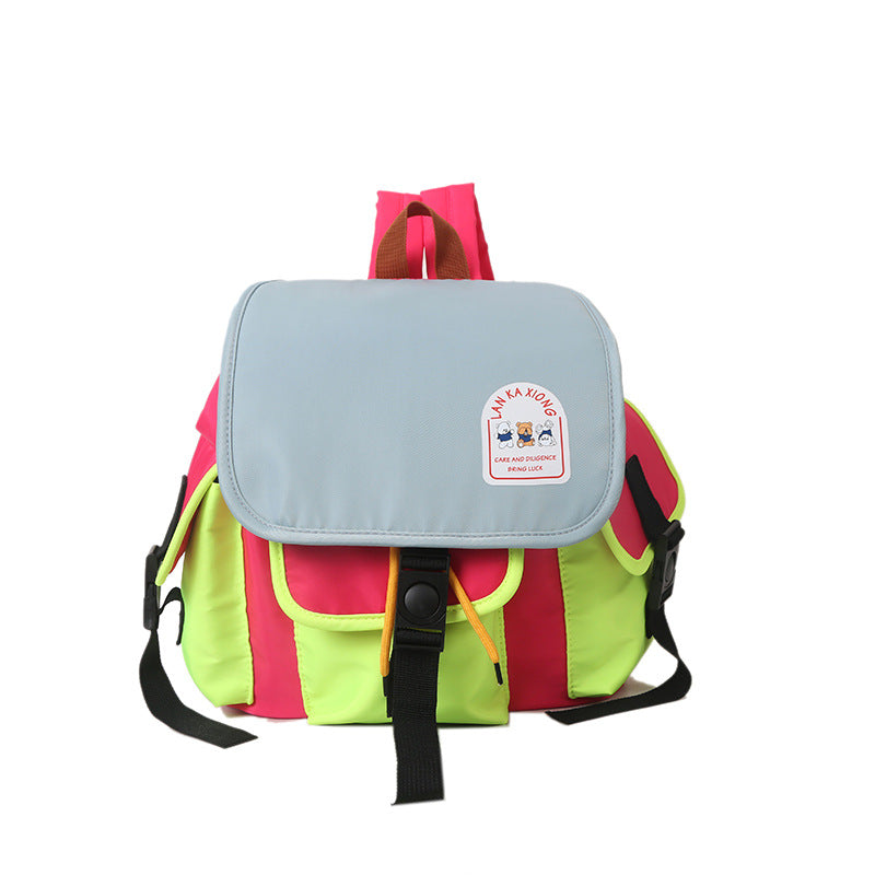 Children's Fashion Color Contrast Boys Canvas Small Children's Backpacks