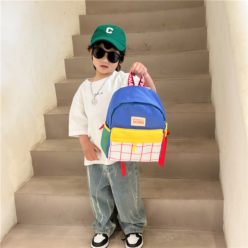 Children's Fashion Contrast Color Canvas For Boys Children's Backpacks